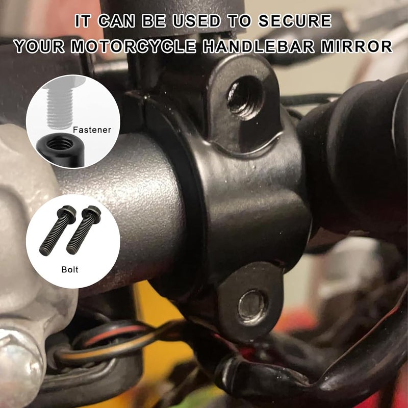 FSTURIOS 2PCS Motorcycle Mirrors Mounts, 7/8" Handlebar Mirror Mount Clamp Adaptor with 10mm Thread, Aluminum Alloy Rearview Mirror Bracket Clamp for Motorcycle Dirt Bike Scooter - Image 3
